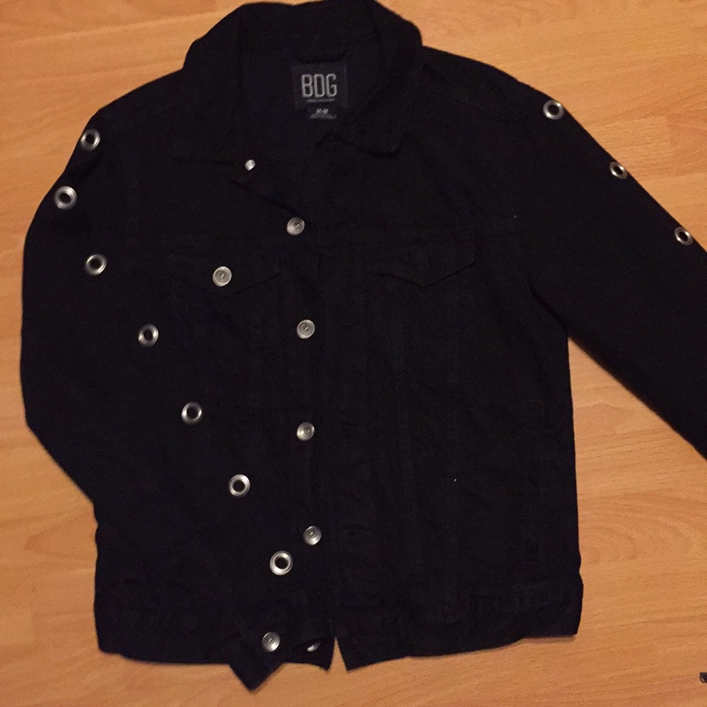 BDG brand black denim jacket with grommets